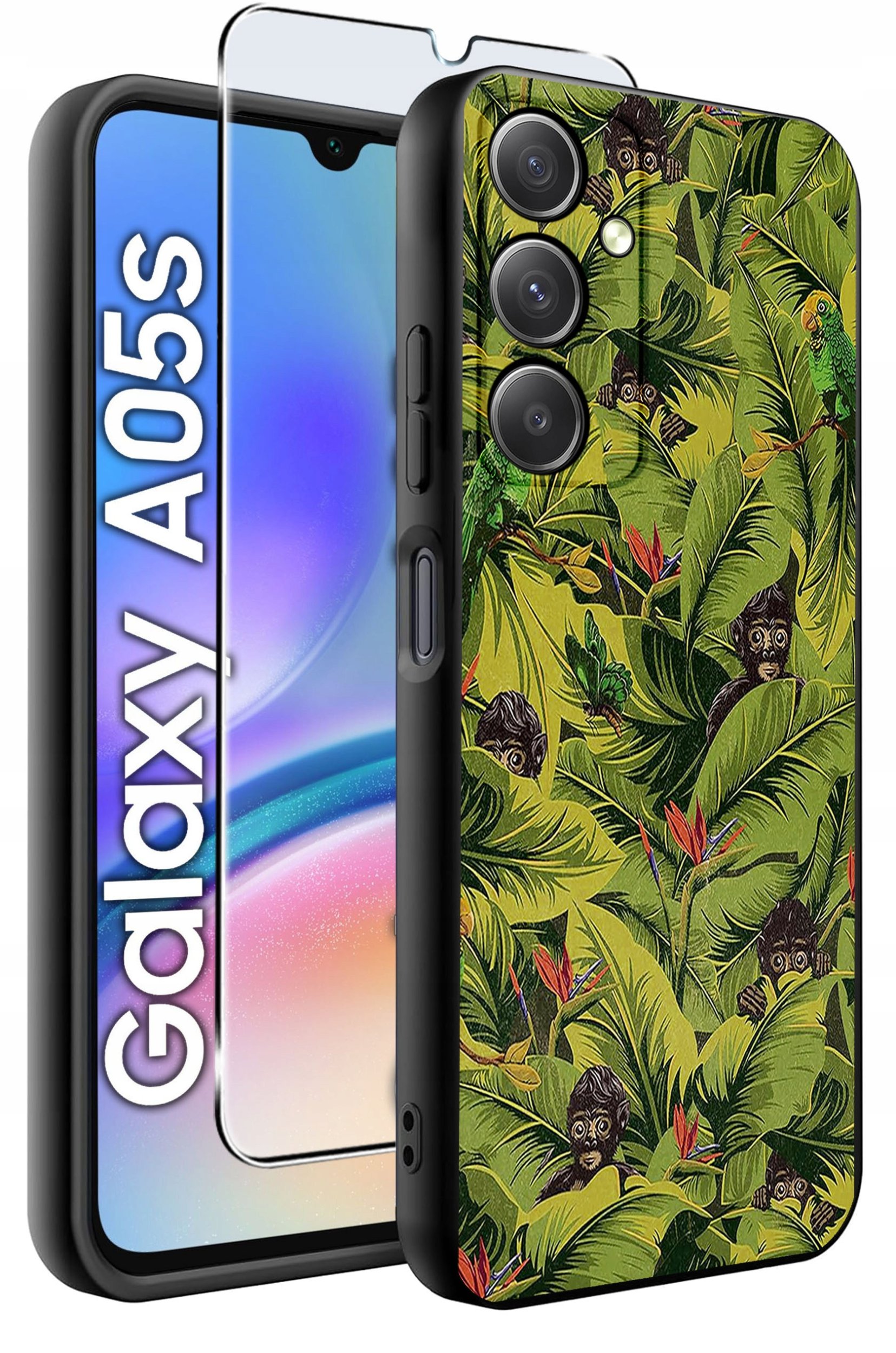 ETUI do Samsung A05s WZORY | SILIKONOWE MATT CASE + SZKŁO 9H