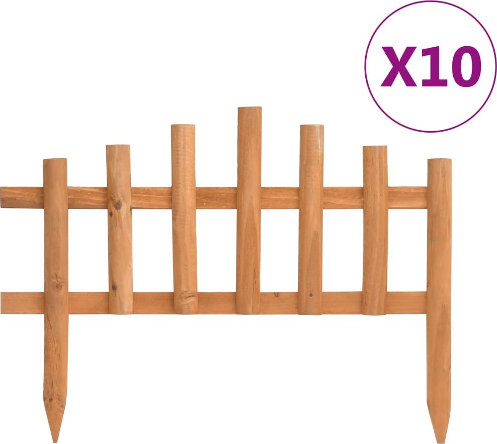 vidaXL Obrzeża trawnikowe, 10 szt., drewno jodłowe, 4,4 m