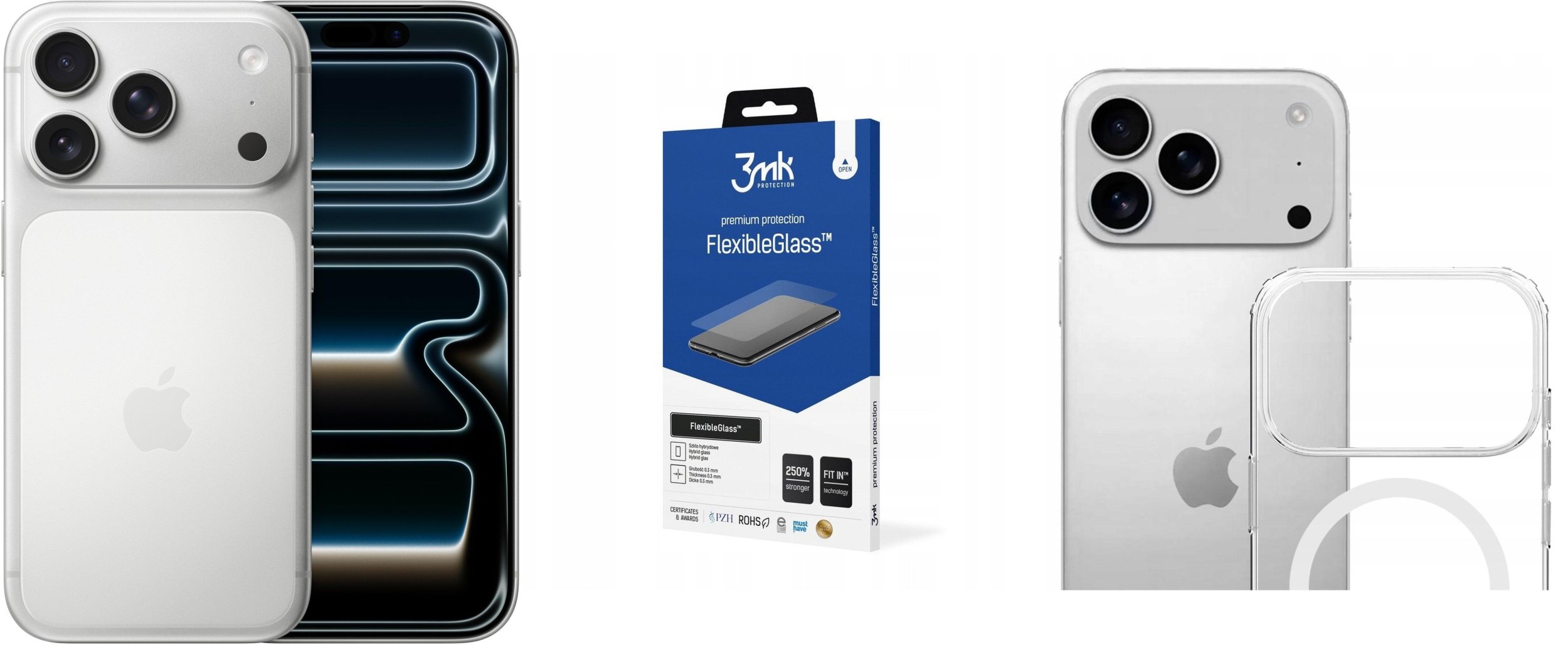 Smartfon Apple iPhone 17 Pro 256GB Srebrny (MG8H4) + FlexibleGlass + Etui Armor MagCase