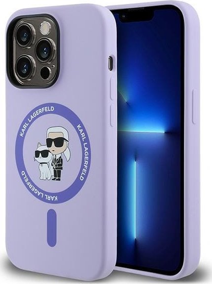 Karl Lagerfeld Karl Lagerfeld KLHMP14LSCMKCRHU iPhone 14 Pro 6.1" fioletowy/purple HC MagSafe Silicone KC Heads Ring