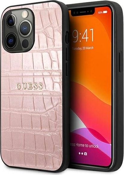 Guess GUHCP13LPCRBPI iPhone 13 Pro / 13 6,1" różowy/pink Croco Strap Collection