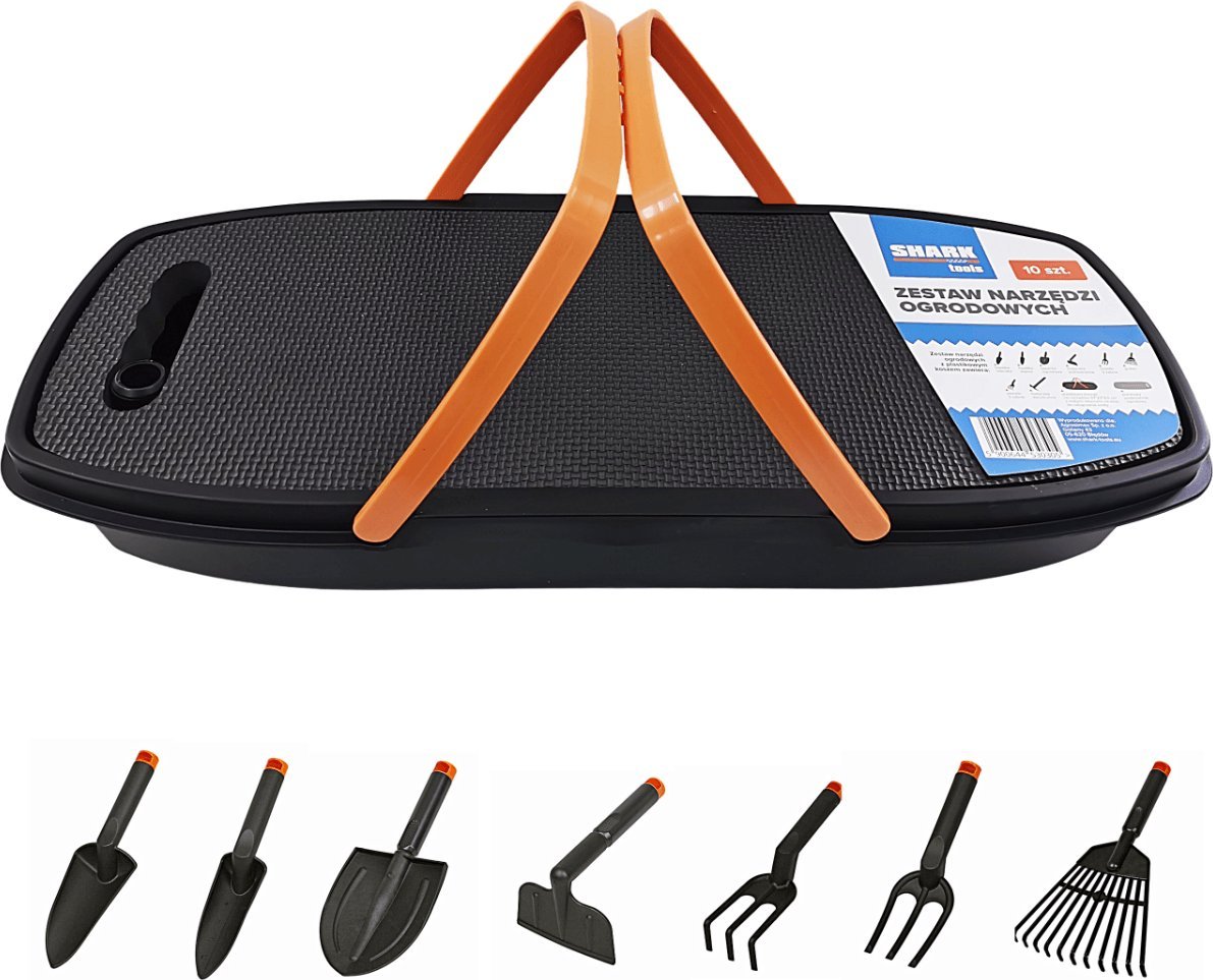 Zestaw narzędzi ogrodowych 10 szt. z koszykiem Shark Tools