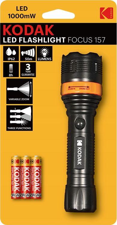 Latarka Kodak Latarka Turystyczna Led Kodak Focus 157 60lm Ip62 Zoom + 3 Baterie
