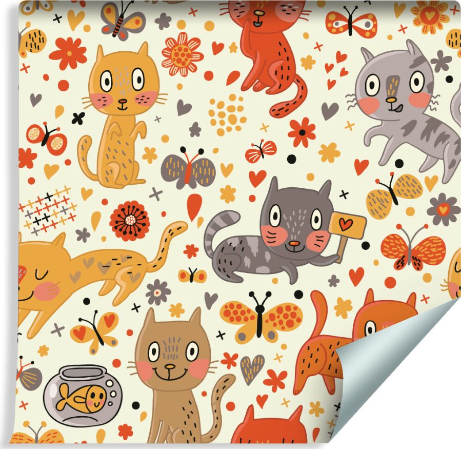 Muralo Tapeta Dla Dzieci - Zabawne Kolorowe Kotki