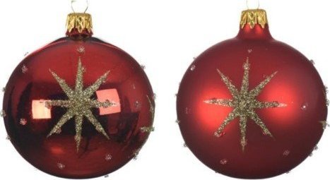 Kaemingk Bombka na choinkę świąteczna czerwona wzór 8 cm