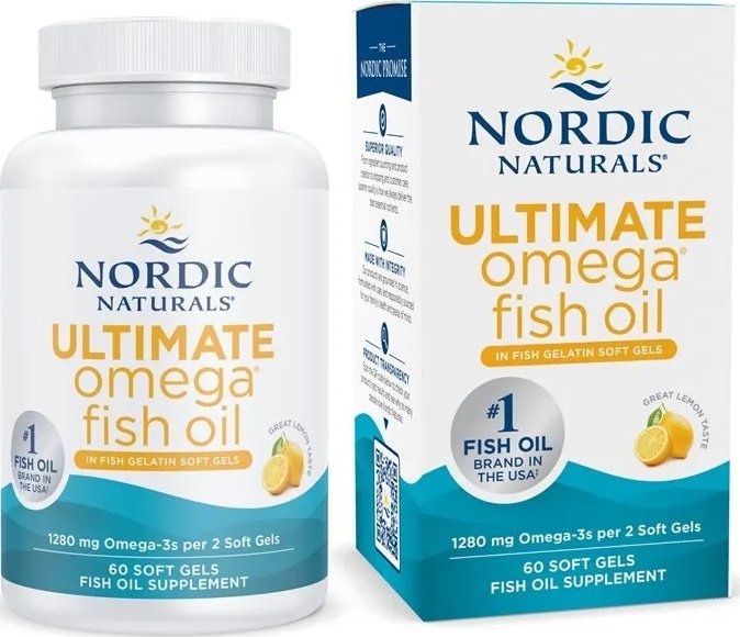 Nordic naturals Nordic Naturals - Ultimate Omega w Żelatynie Rybiej, 1280mg, Cytryna, 60 kapsułek miękkich
