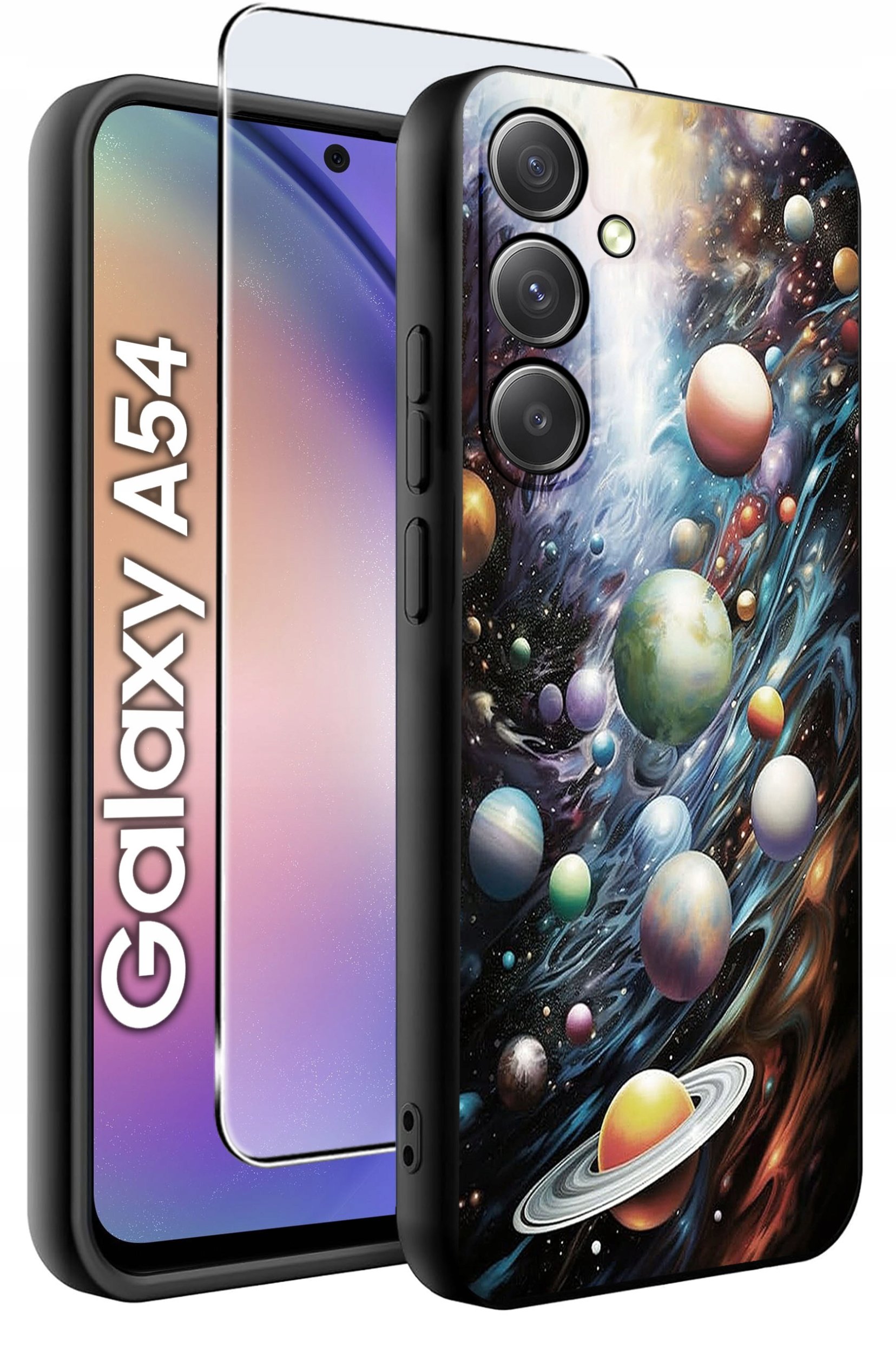 ETUI do Samsung A54 5G WZORY | SILIKONOWE MATT CASE + SZKŁO 9H