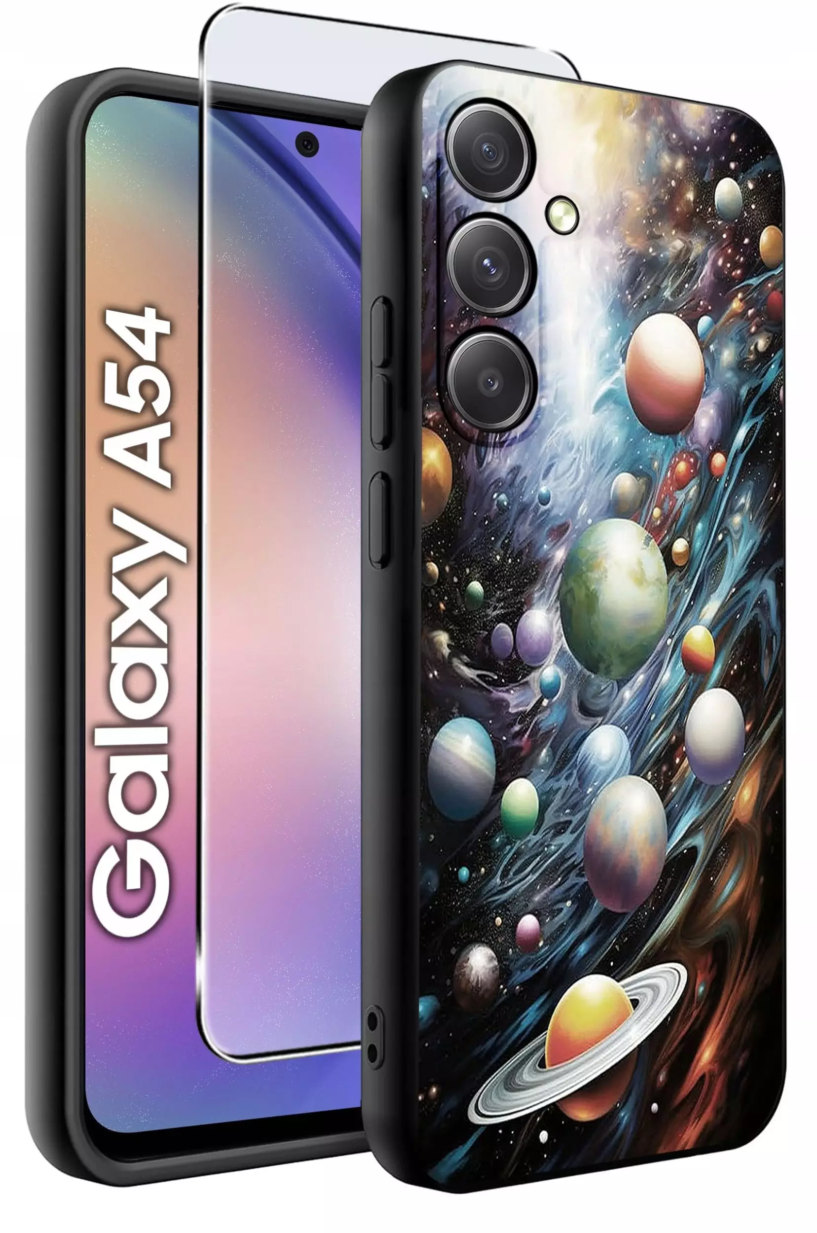 ETUI do Samsung A54 5G WZORY | SILIKONOWE MATT CASE + SZKŁO 9H