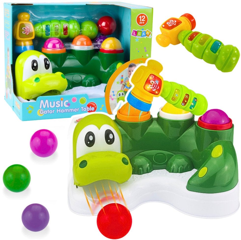 Gra Zręcznościowa Zbijak Piłeczek Zjeżdżalnia Młotek Interaktywny Krokodyl