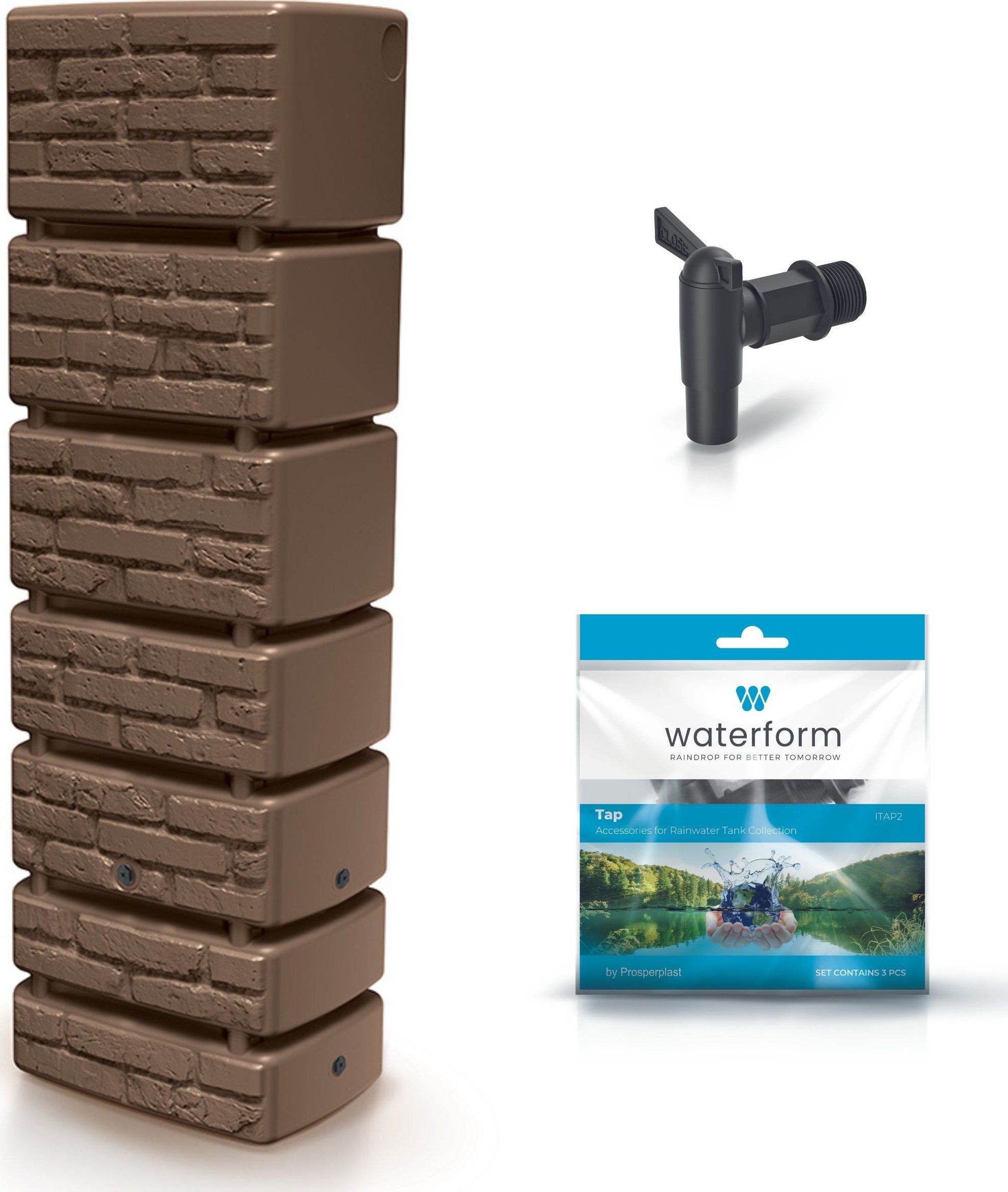 Prosperplast Zbiornik na deszczówkę TOWER STONE Beczka 350l