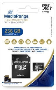 MediaRange SD MicroSD Card 256GB UHS-1 Cl.10 incl. Adapter