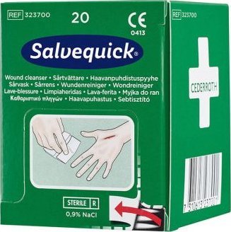 Cederroth Myjka do ran Cederroth Salvequick, 20 szt., chusteczki dezynfekujące