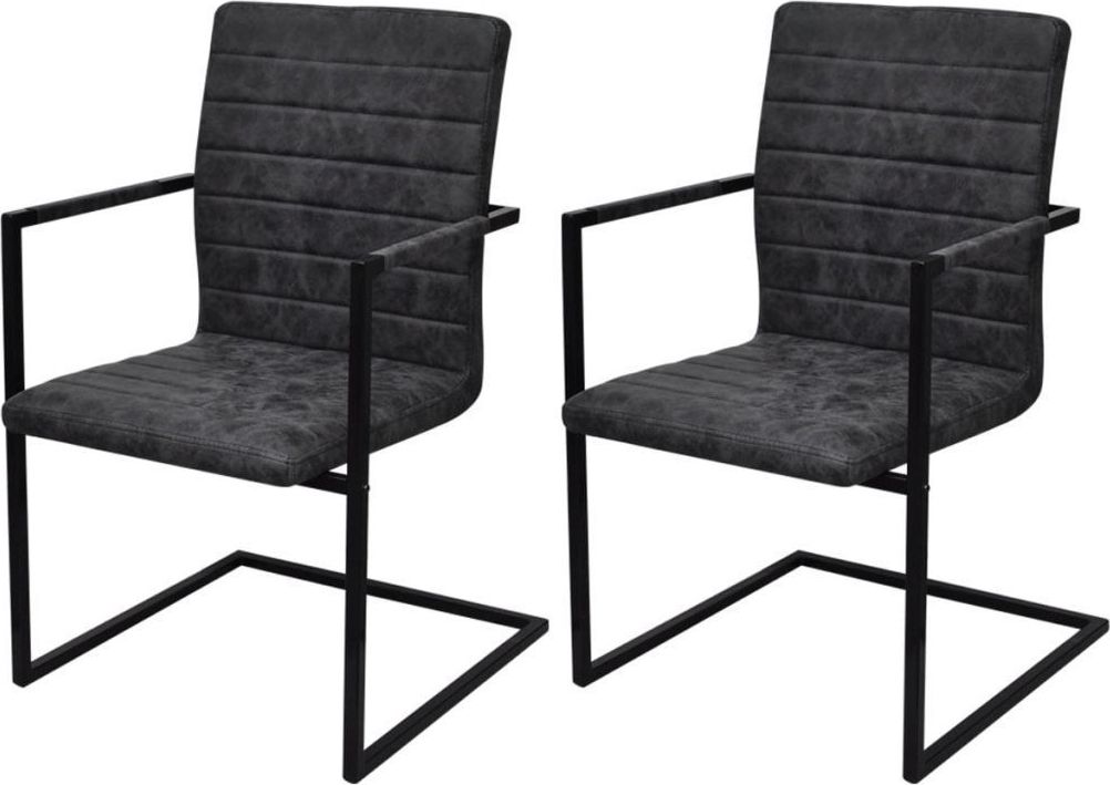 vidaXL Krzesła stołowe, 2 szt., czarne, sztuczna skóra