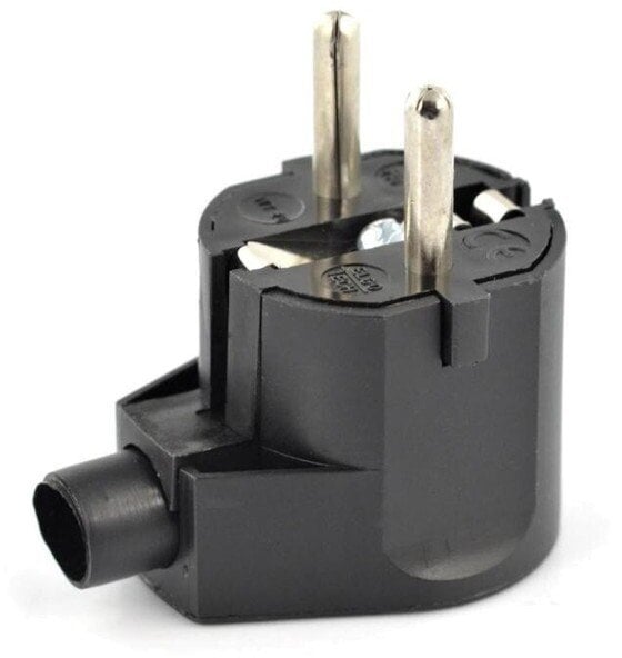 Wtyczka kątowa czarna bez uziemienia 2P IP20 250V 16 A 24033