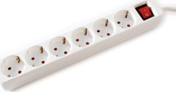 Kabel zasilający Value VALUE 6-drożna listwa zasilająca z wyłącznikiem, biała, 3 m