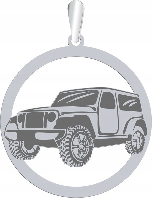 Radziszewska Jewellery Zawieszka Srebrna Jeep OFF-ROAD 2X4 925 Prezent Dzień Ojca GRAWER GRATIS