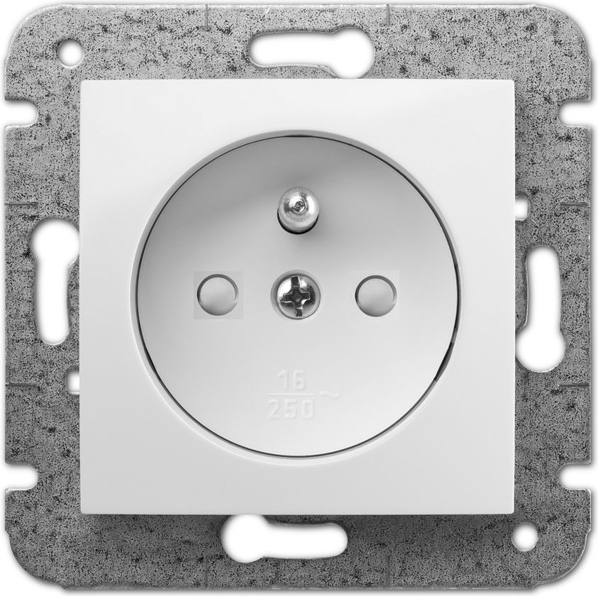 Elektro-Plast Gniazdo Carla pojedyncze z przesłonami i uziemieniem białe (1734-10)