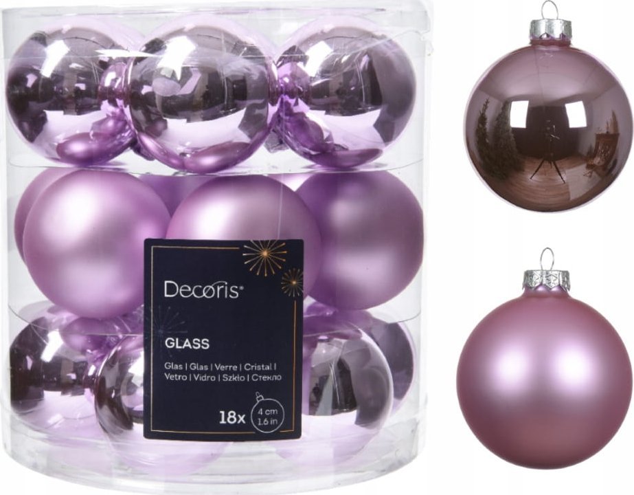 Kaemingk Zestaw 18 szklanych bombek choinkowych 4cm fioletowych