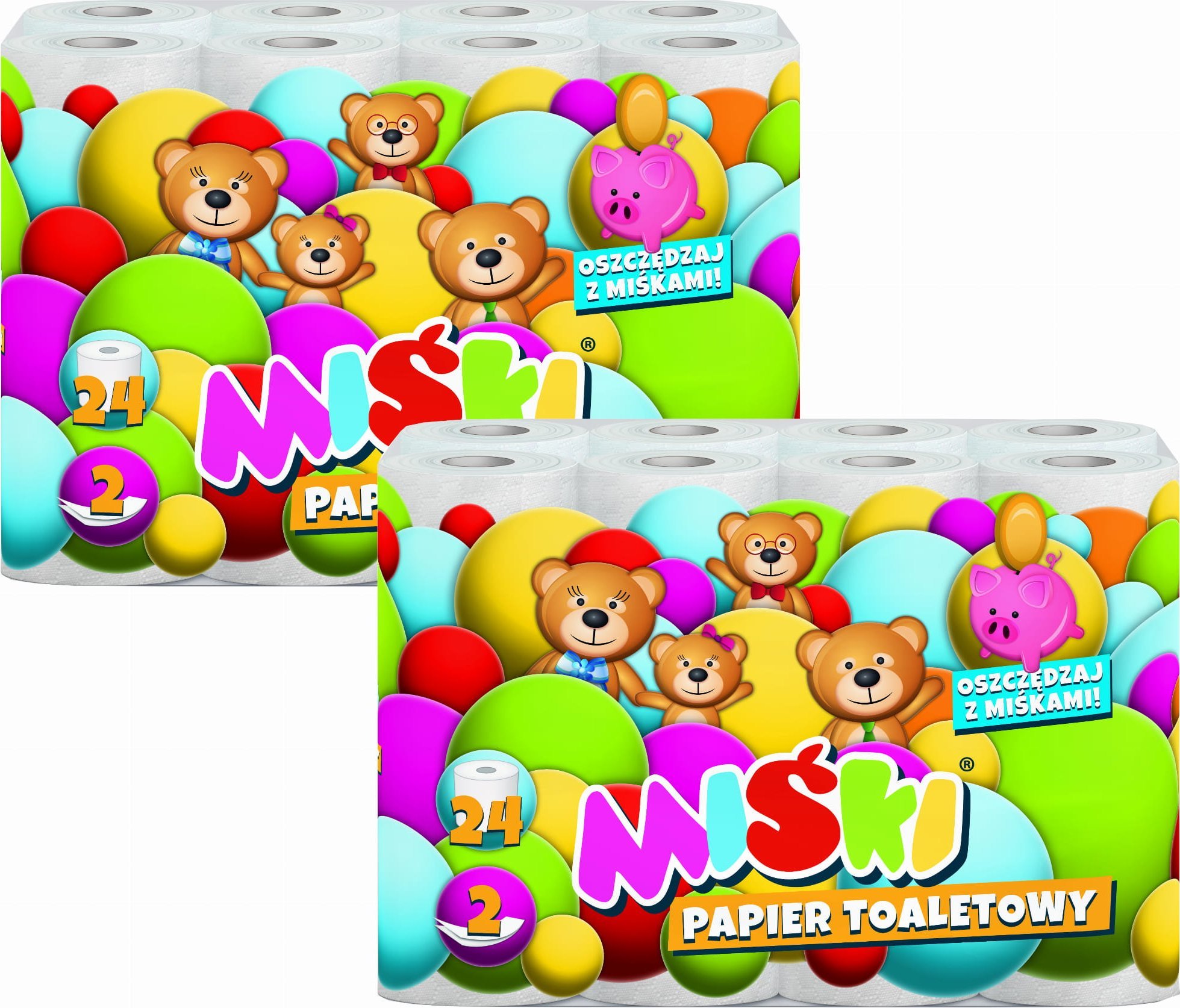 Miśki Papier toaletowy 24R MIŚKI 2W MIX - 48 Rolek