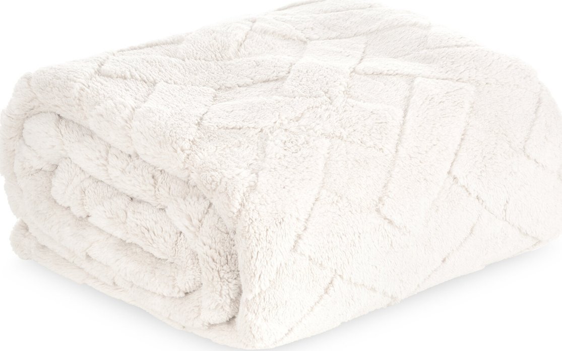 Eurofirany Koc 150 x 200 Pluszowy Jodełka Caro Krem