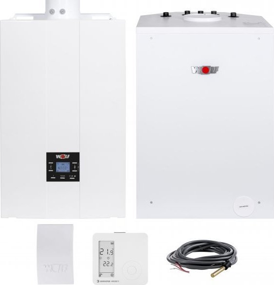 Pakiet Kocioł 1-fun.kondens - FGB-28 + zasobnik CSW-120L + GRATISY (czujnik C.W.U + czujnik temperatury zewnętrznej + regulator bezprzewodowy Euroster