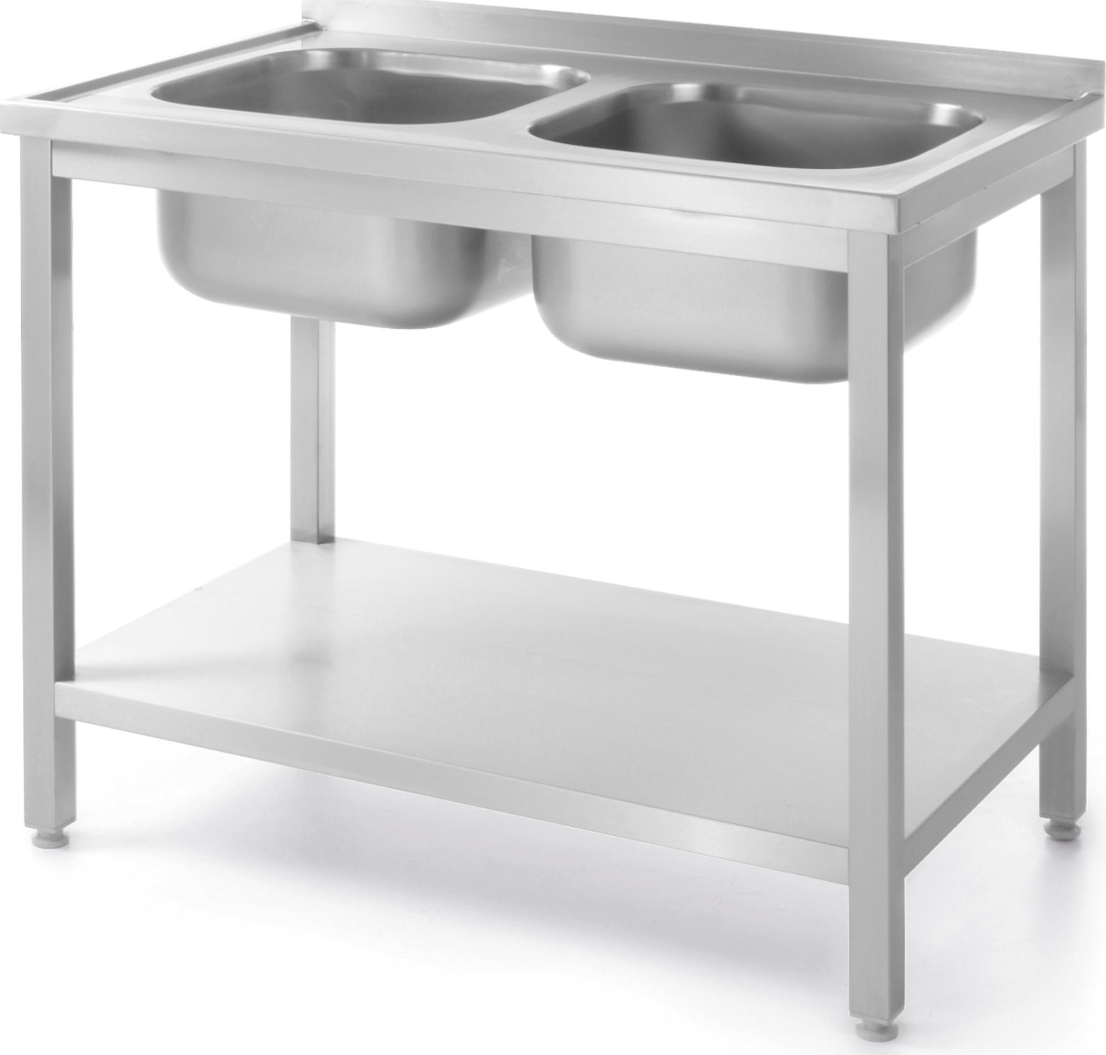 Hendi Basen zlew dwukomorowy z półką Budget Line STAL 1000 x 600 x 850 cm - Hendi 817032 Basen zlew dwukomorowy z półką Budget Line STAL 1000 x 600 x