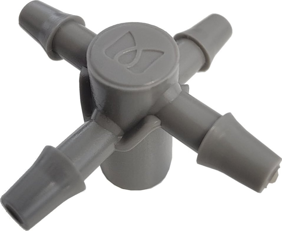 Bradas Czwórnik do emiterów i kroplowników patykowych wejście 5mm wtyk na wąż 3x5mm Bradas 9982