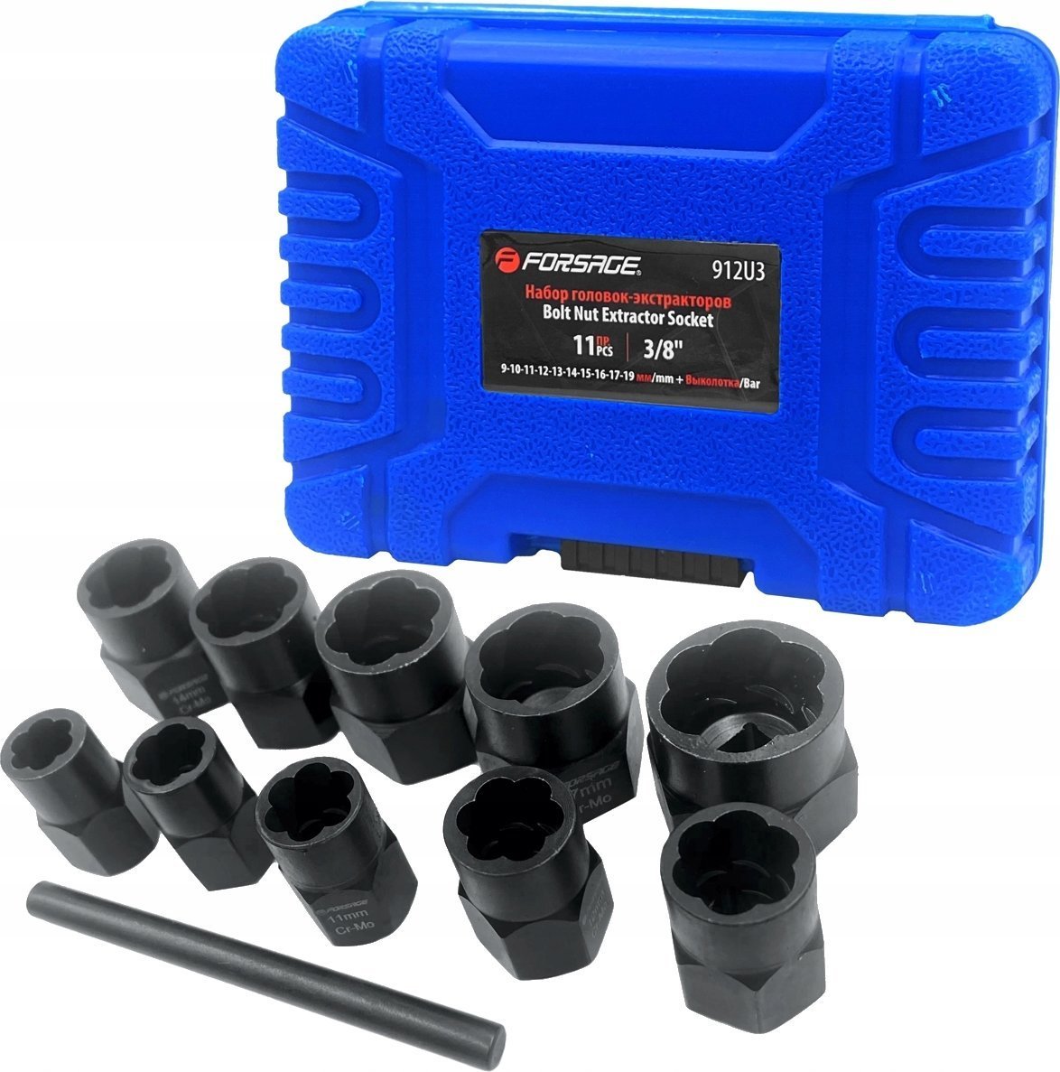 Rockforce Nasadki do uszkodzonych śrub nakrętek 11el. (9-19mm, 3/8")