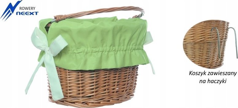 NEEXT Koszyk wiklinowy rowerowy zawieszany z wkładem mat