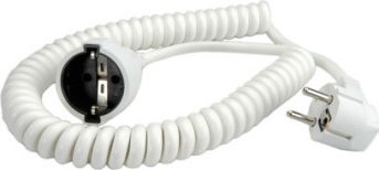 Kabel zasilający Bachmann Przedłużacz spiralny z uziemieniem BACHMANN 230V/16A, biały, 2 m