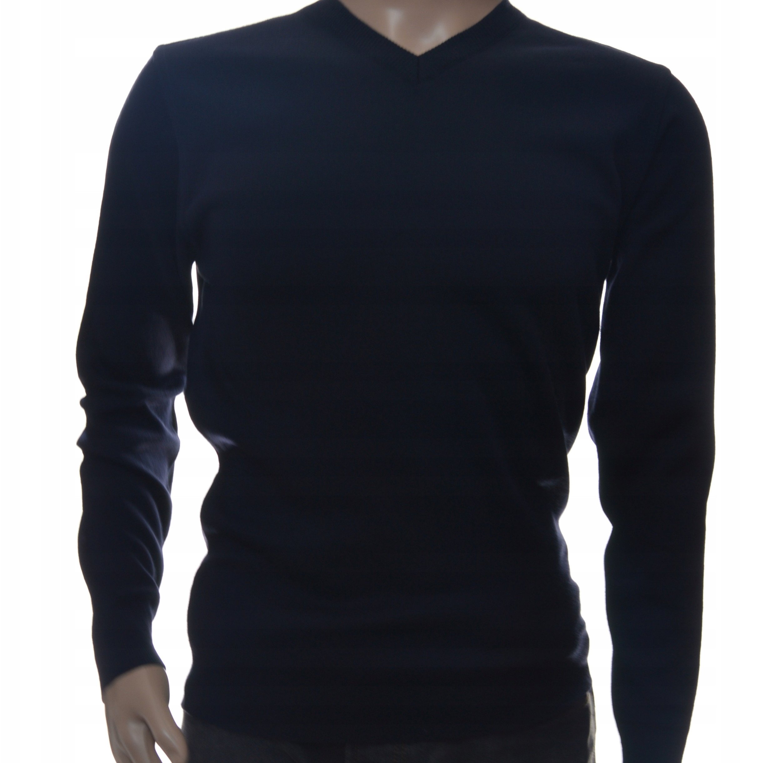 Elegancki klasyczny sweter męski z wełny wełniany XL granatowy niegryzący 1703