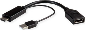 Kabel Roline Adapter ROLINE 4K HDMI/DisplayPort, v1.2, HDMI męski - DP żeński, aktywny