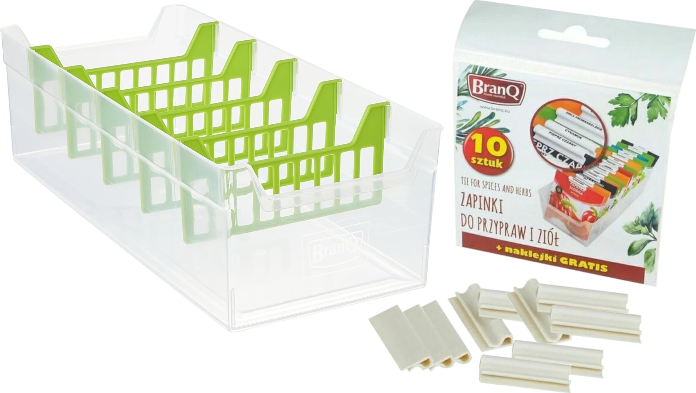 AgdExpert ORGANIZER POJEMNIK NA PRZYPRAWY ZIOŁA + ZAPINKI SPINACZE DO PRZYPRAW BRANQ