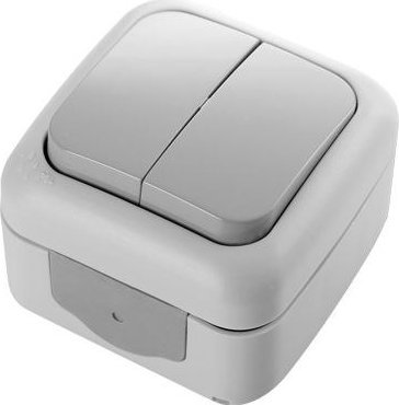 Panasonic Łącznik świecznikowy dwugrupowy IP54, szary PALMIYE