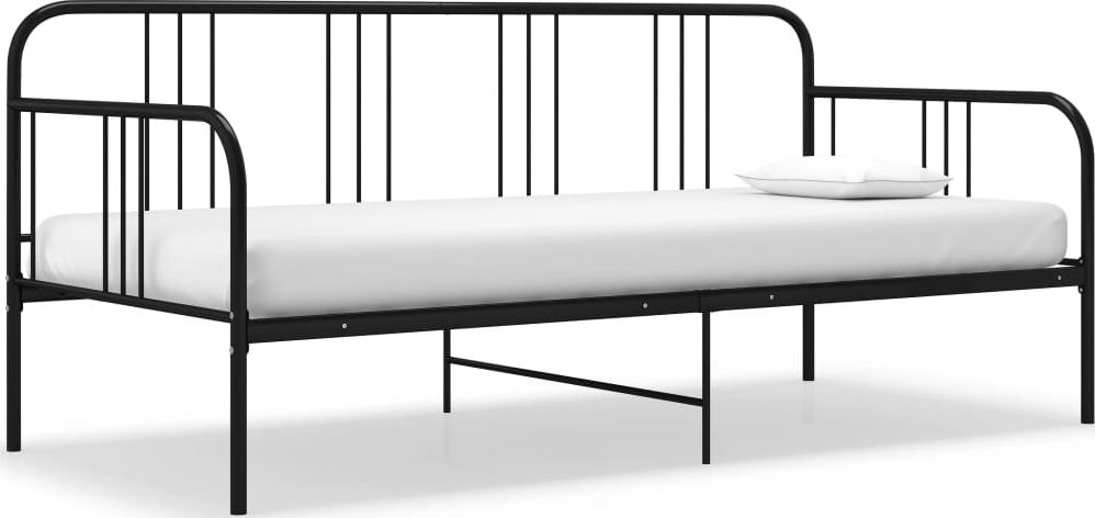 vidaXL Rama sofy, czarna, metalowa, 90x200 cm