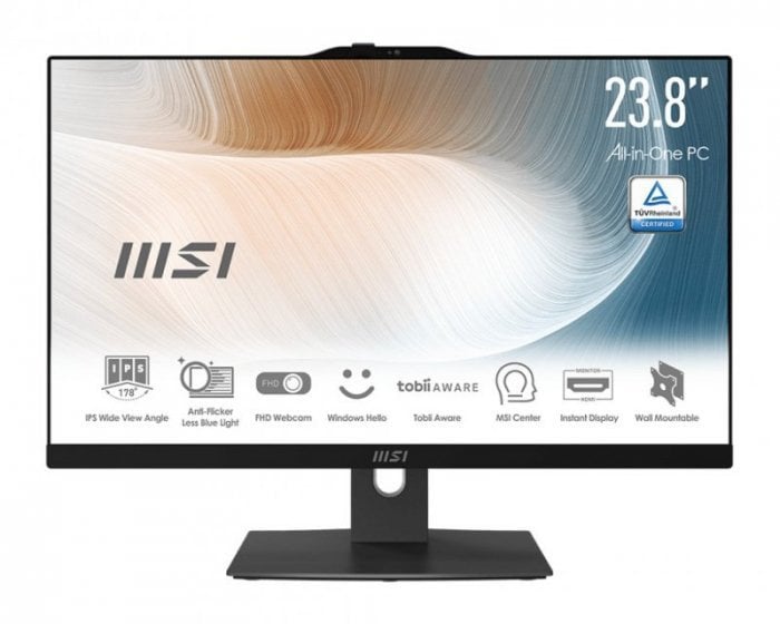 MSI AIO Modern AM242P 1MG-2004EU Intel Core 5-120U 24 IPS LED FHD Non-Touch Anti-Glare 16GB SSD512GB M.2 AX211 WiFi 6E Windows 11 Pro Black