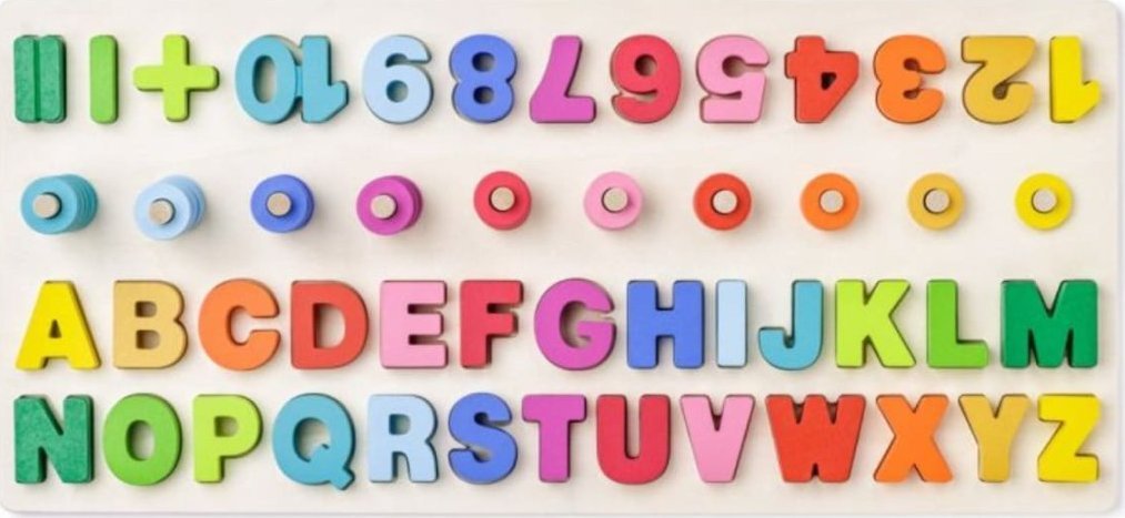 Woody Tablica dydaktyczna z literkami i cyferkami