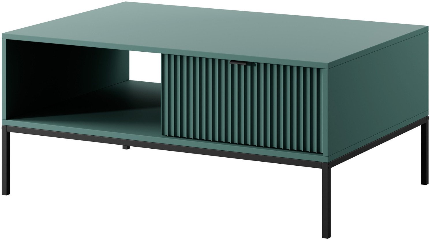 Prostokątna ława Kioto w kolorze zielonymi i czarnymi nóżkami