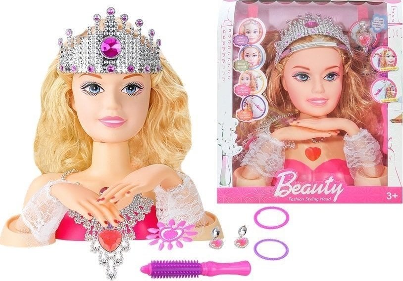 Głowa Lalki do Stylizacji z Koroną + Akcesoria LEAN Toys