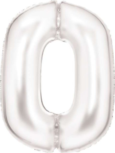 AMSCAN Balon foliowy cyfra 0 satynowa biała 86cm 9917292