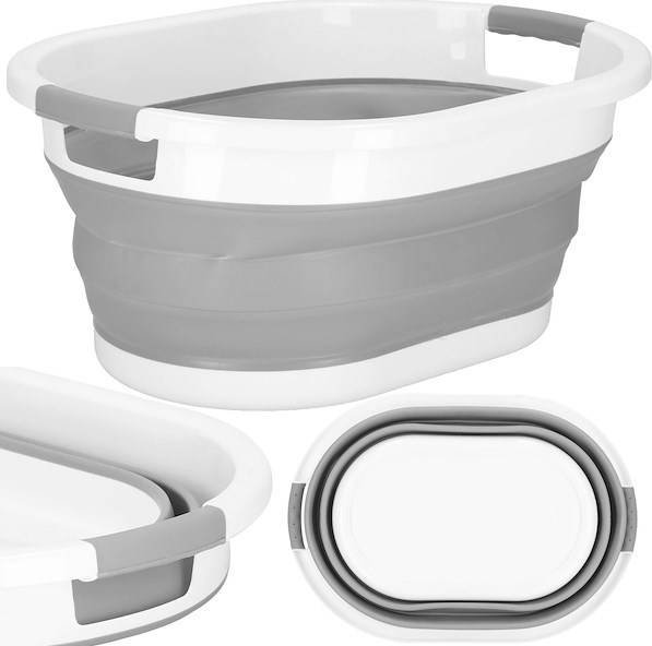 Kosz na pranie Springos Kosz na pranie składany miska wiaderko 24 L szaro-białe UNIWERSALNY