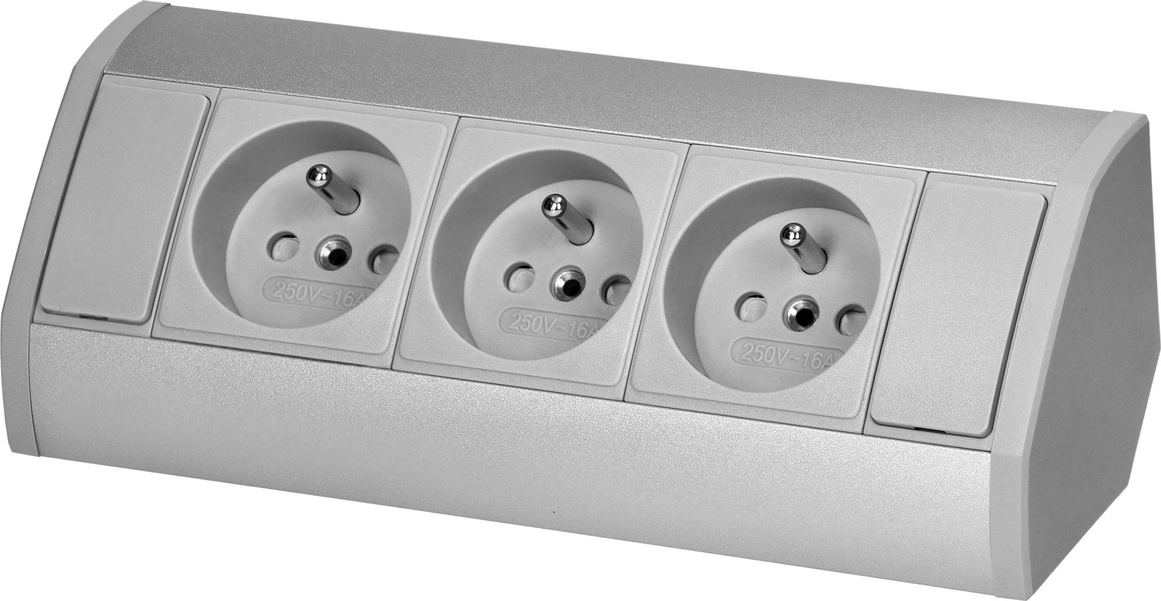 Orno Gniazdo meblowe 3x2P+Z, szaro-srebrne