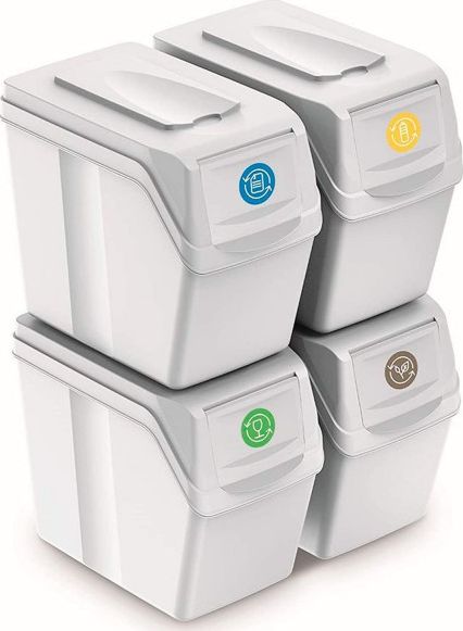 Kosz na śmieci Prosperplast Sortibox do segregacji 4 x 20L biały (ISWB20S4-S449)