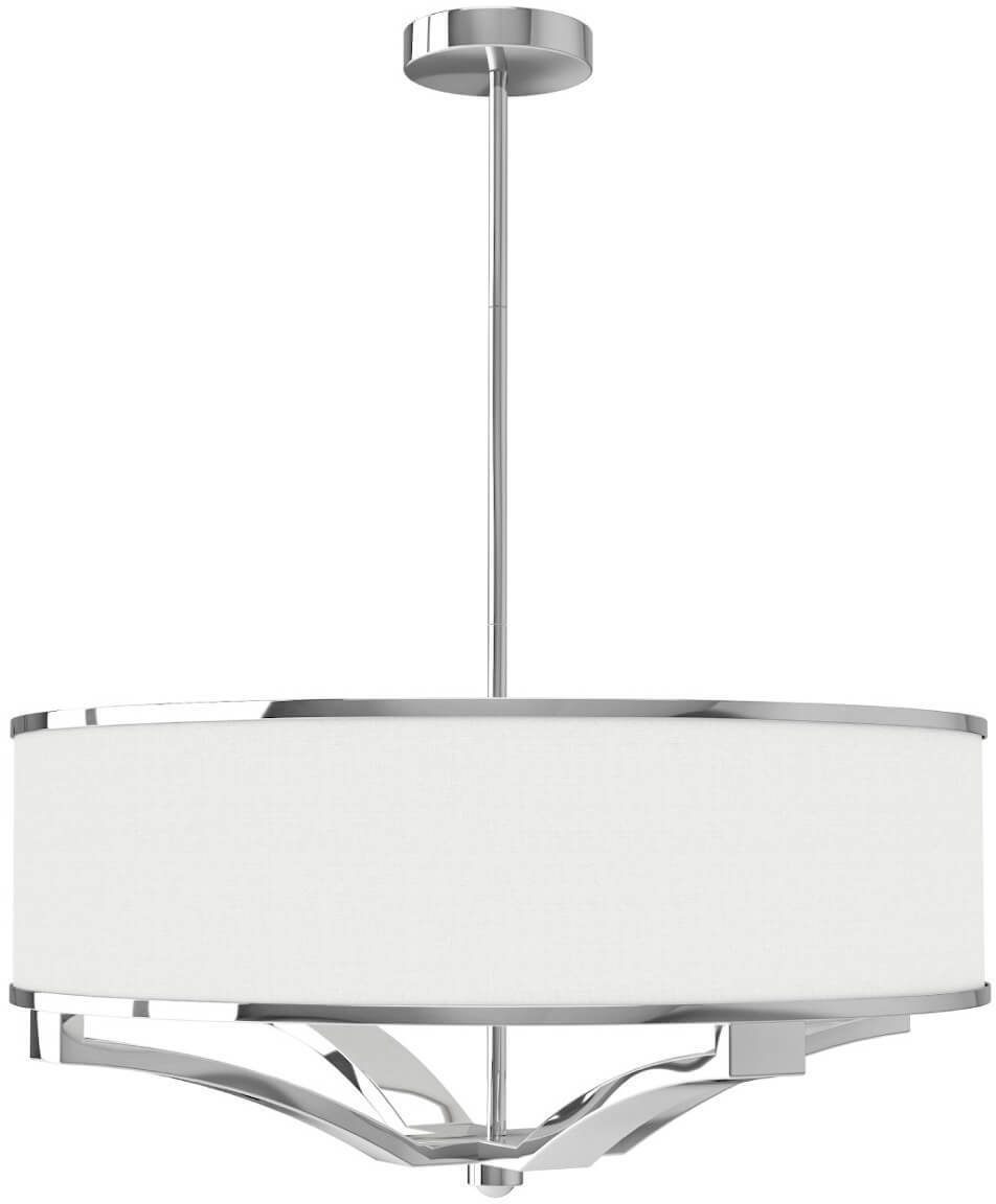 Klasyczna lampa wisząca Gerdo zwis abażurowy biały chrom