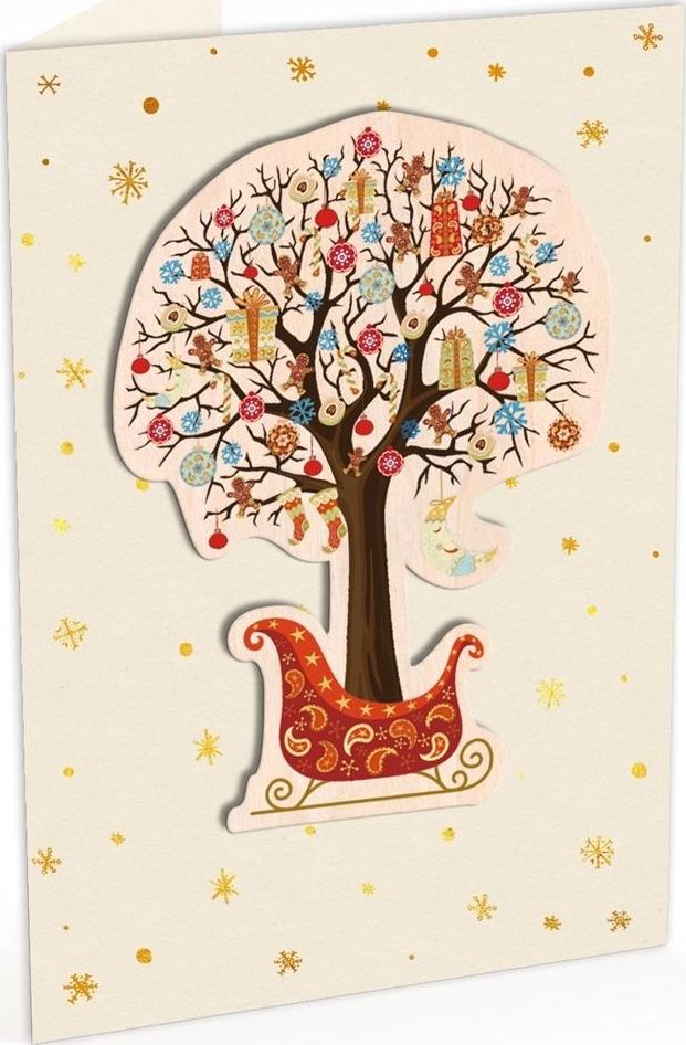 Cozywood Karnet C6 naklejany + kop. Święta Drzewko