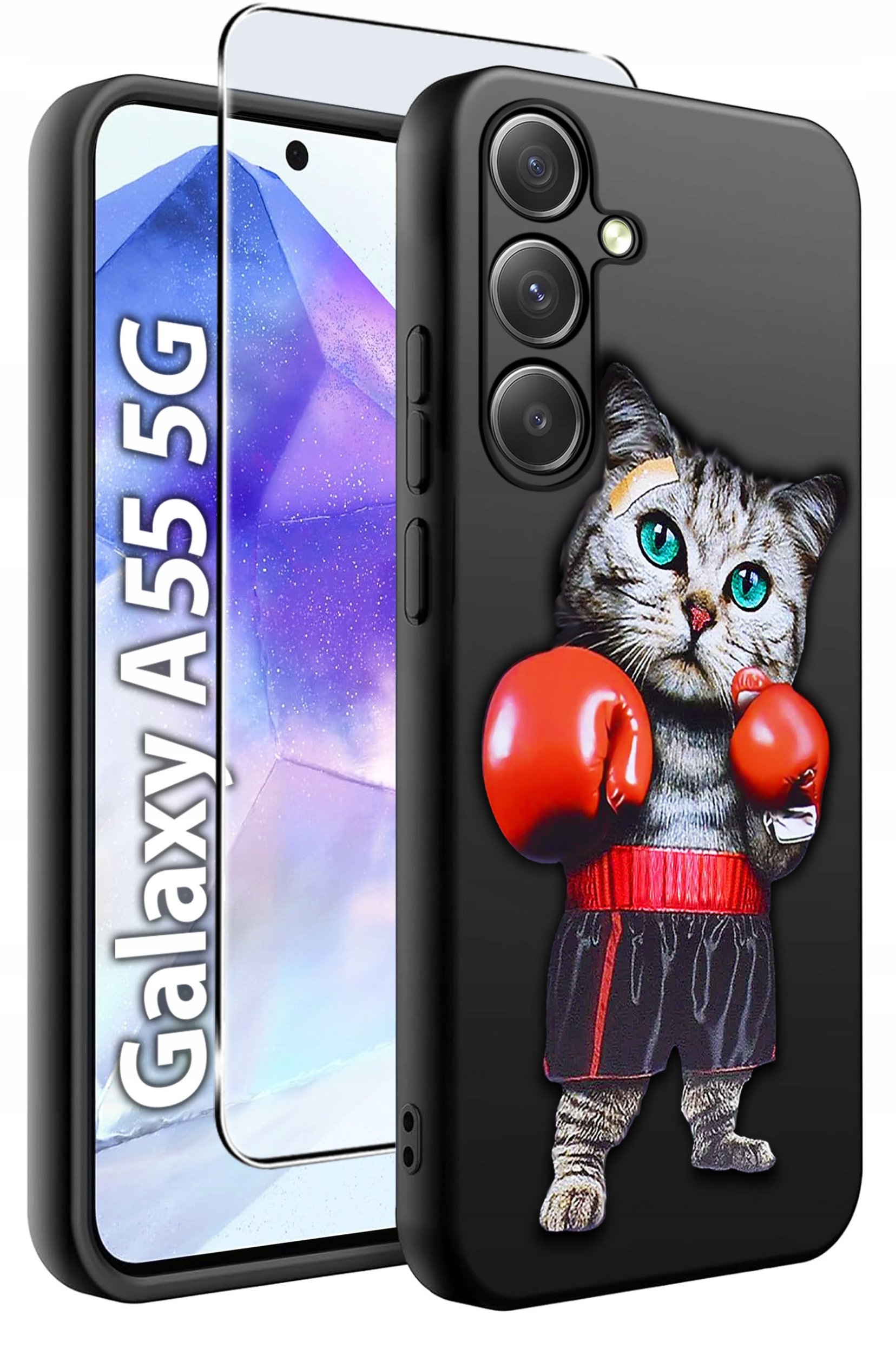 ETUI do Samsung A55 5G WZORY | SILIKONOWE MATT CASE + SZKŁO HARTOWANE 9H