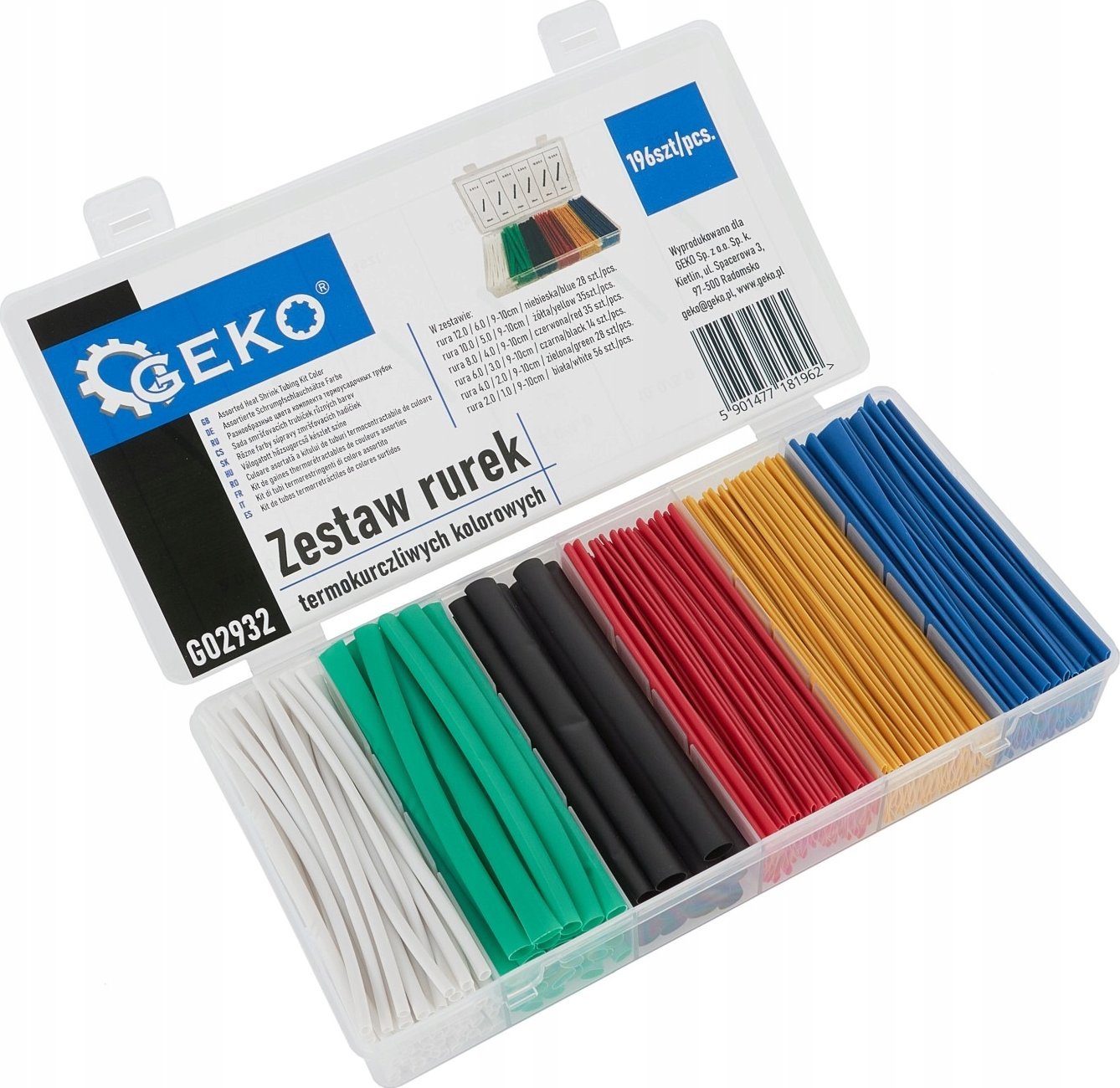 Geko Zestaw rurek termokurczliwych kolorowych 196szt. (100)