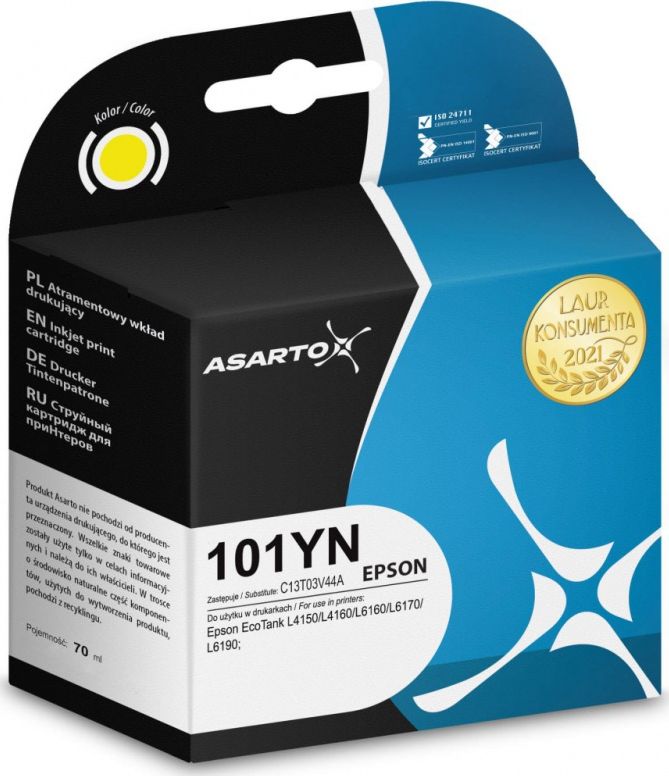 Tusz Asarto Tusz Asarto do Epson 101YN | C13T03V44A | 70 ml | yellow