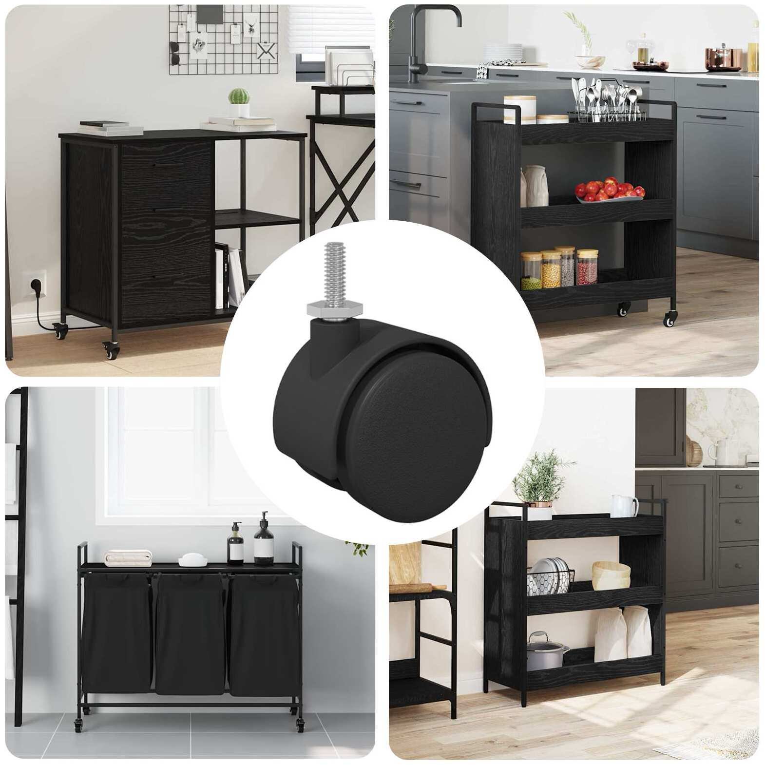 vidaXL Wózek 12 pcs Czarny i Srebrny 37,8 x 40 mm Żelazo i PP