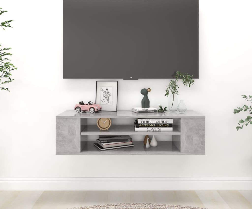vidaXL Wisząca szafka TV, szarość betonu, 100x30x26,5 cm, płyta